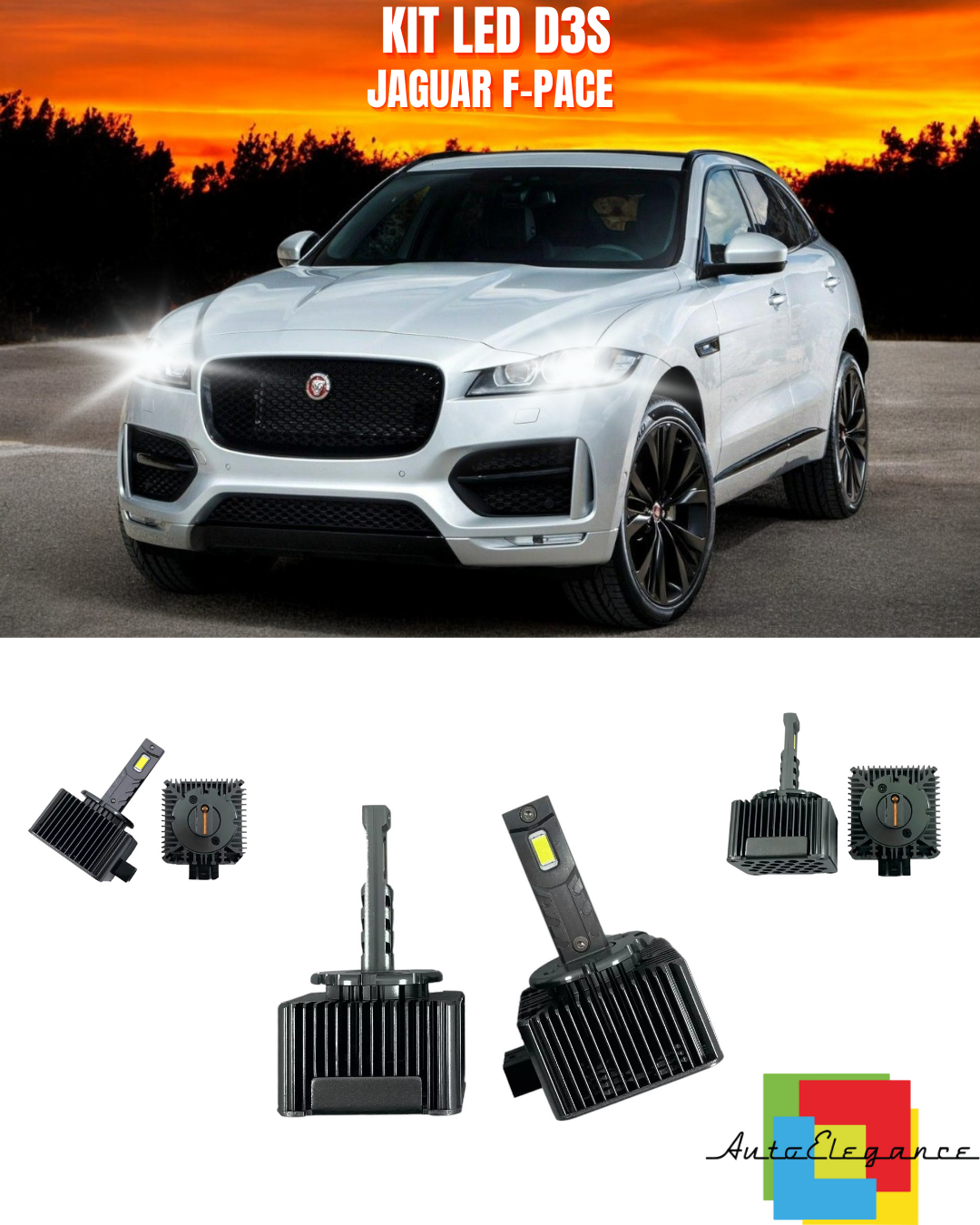⭐LAMPADE ANABBAGLIANTI D3S KIT LED 6000K ADATTO PER JAGUAR F-PACE⭐