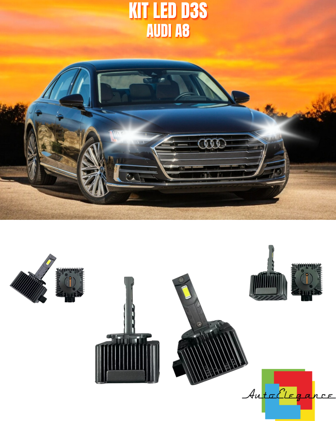 ⭐LAMPADE ANABBAGLIANTI D3S KIT LED 6000K ADATTO PER AUDI A8⭐