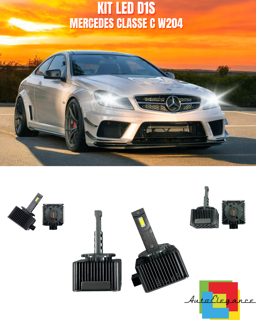⭐LAMPADE ANABBAGLIANTI D1S KIT LED 6000K ADATTO PER MERCEDES CLASSE C W204⭐