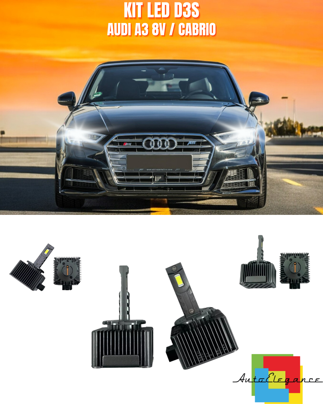 ⭐LAMPADE ANABBAGLIANTI D3S KIT LED 6000K ADATTO PER AUDI A3 8V / CABRIO⭐