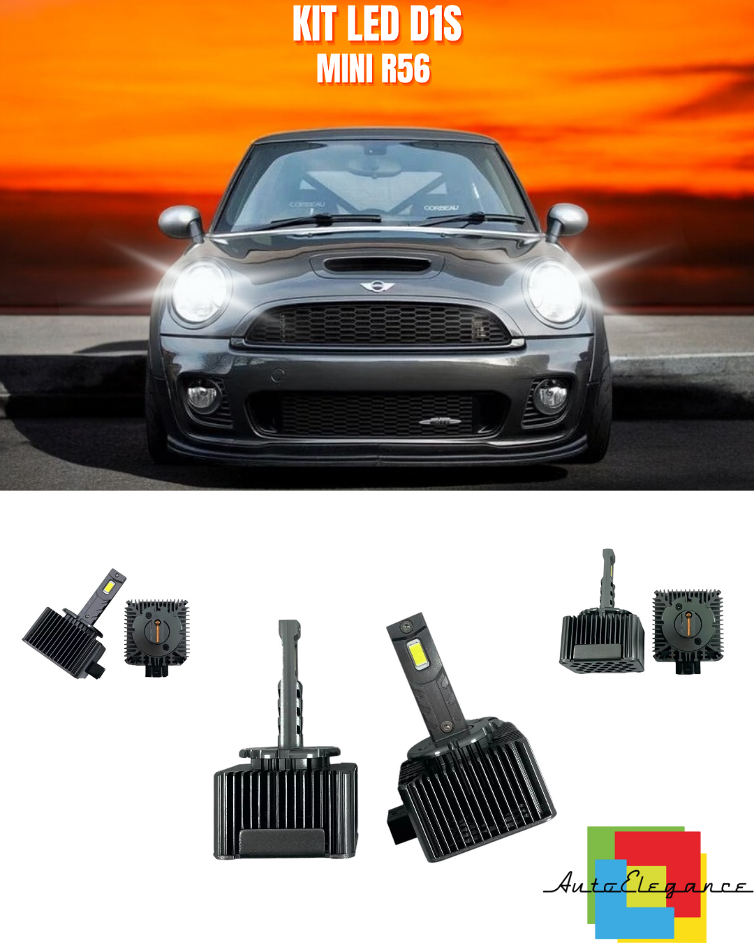 ⭐LAMPADE ANABBAGLIANTI D1S KIT LED 6000K ADATTO PER MINI R56 ⭐