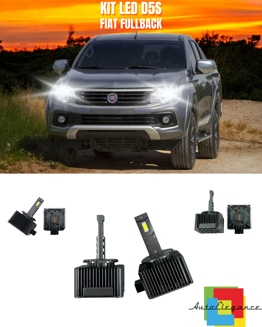 ⭐LAMPADE ANABBAGLIANTI D5S KIT LED 6000K ADATTO PER FIAT FULLBACK⭐