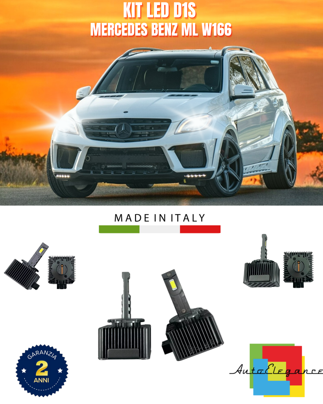 ⭐LAMPADE ANABBAGLIANTI D1S KIT LED 6000K ADATTO PER MERCEDES BENZ ML W166⭐