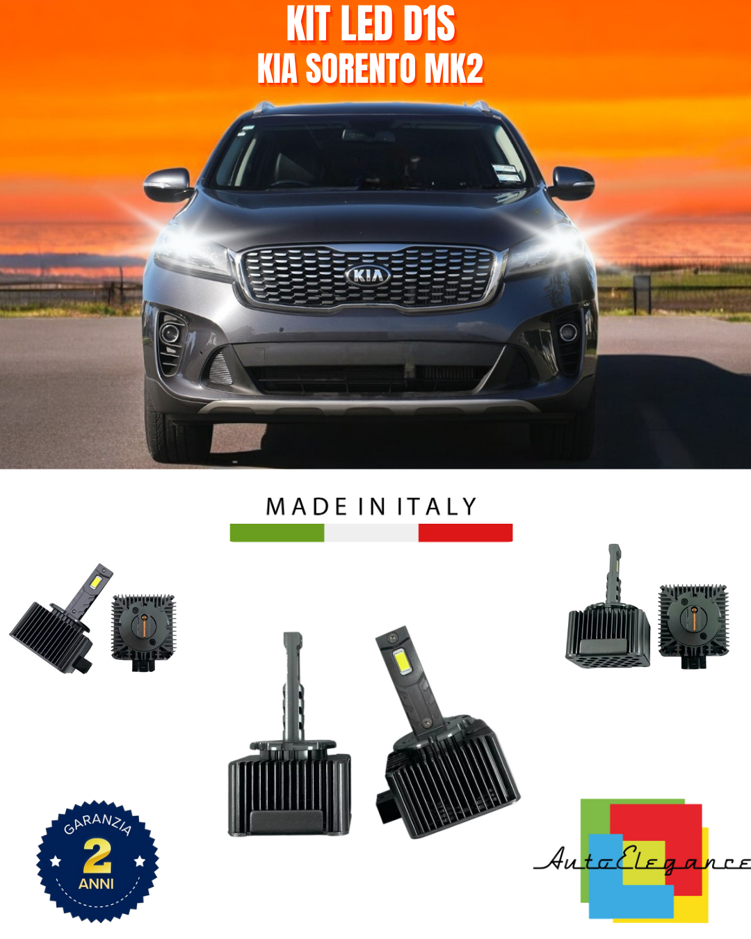 ⭐LAMPADE ANABBAGLIANTI D1S KIT LED 6000K ADATTO PER KIA SORENTO MK2⭐