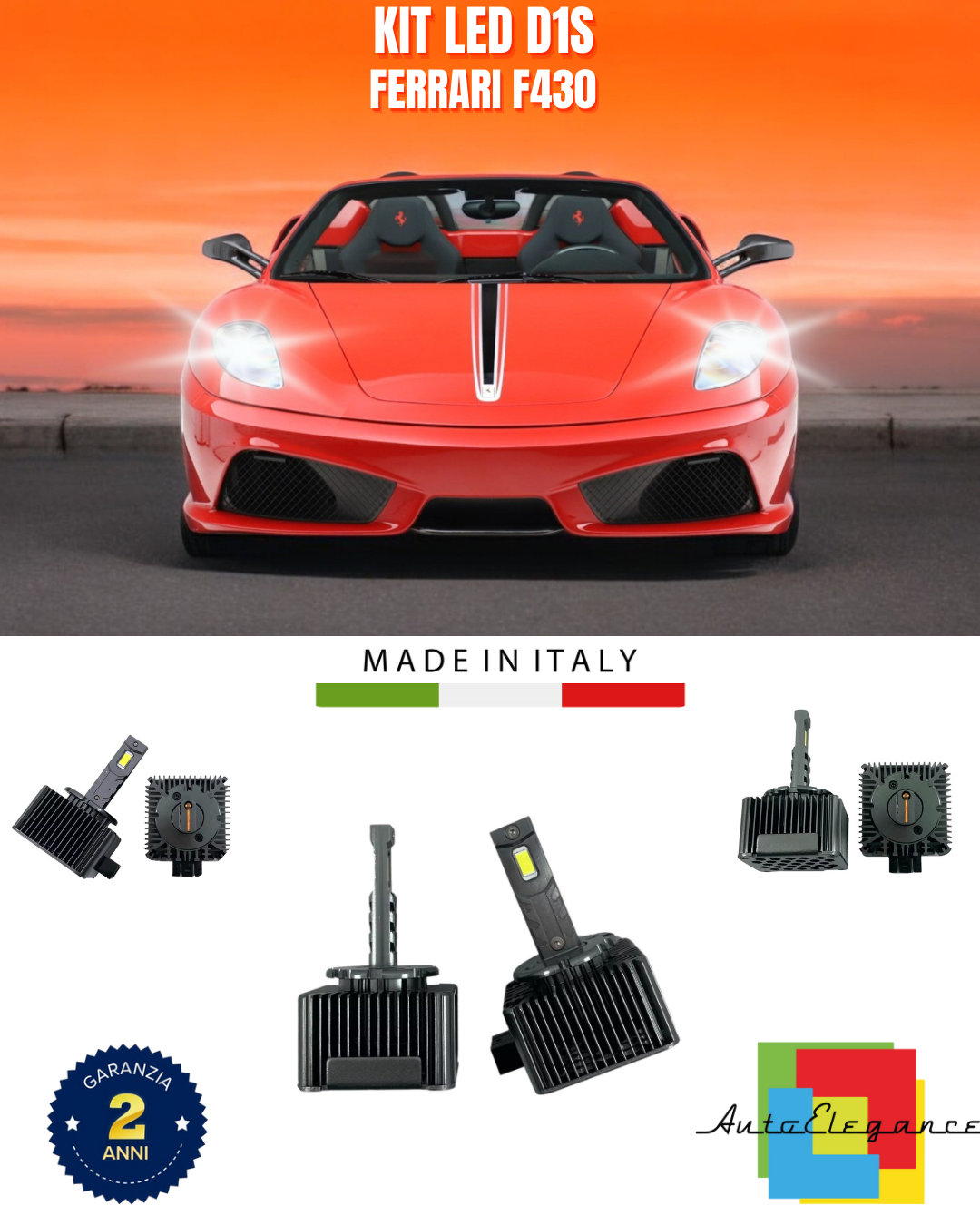 ⭐LAMPADE ANABBAGLIANTI D1S KIT LED 6000K ADATTO PER FERRARI F430⭐