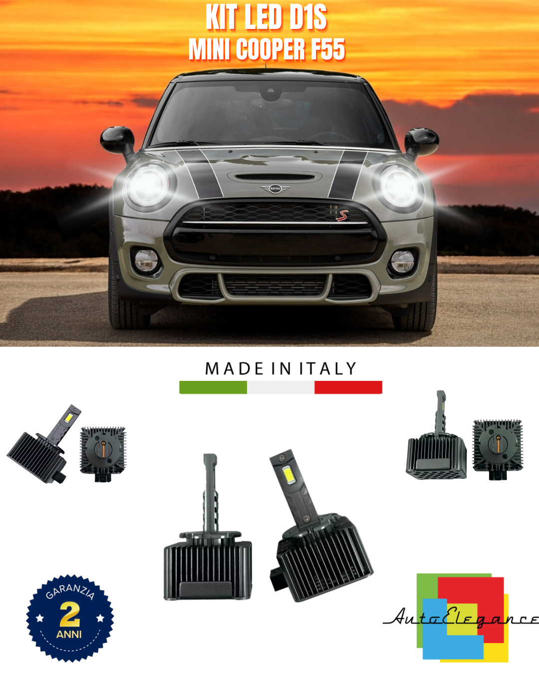 ⭐LAMPADE ANABBAGLIANTI D1S KIT LED 6000K ADATTO PER MINI COOPER F55⭐