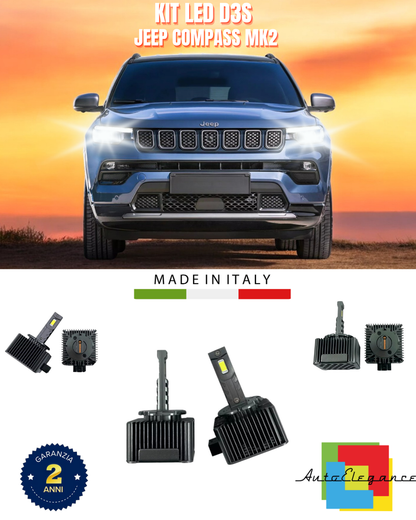 ⭐LAMPADE ANABBAGLIANTI D3S KIT LED 6000K ADATTO PER JEEP COMPASS MK2⭐
