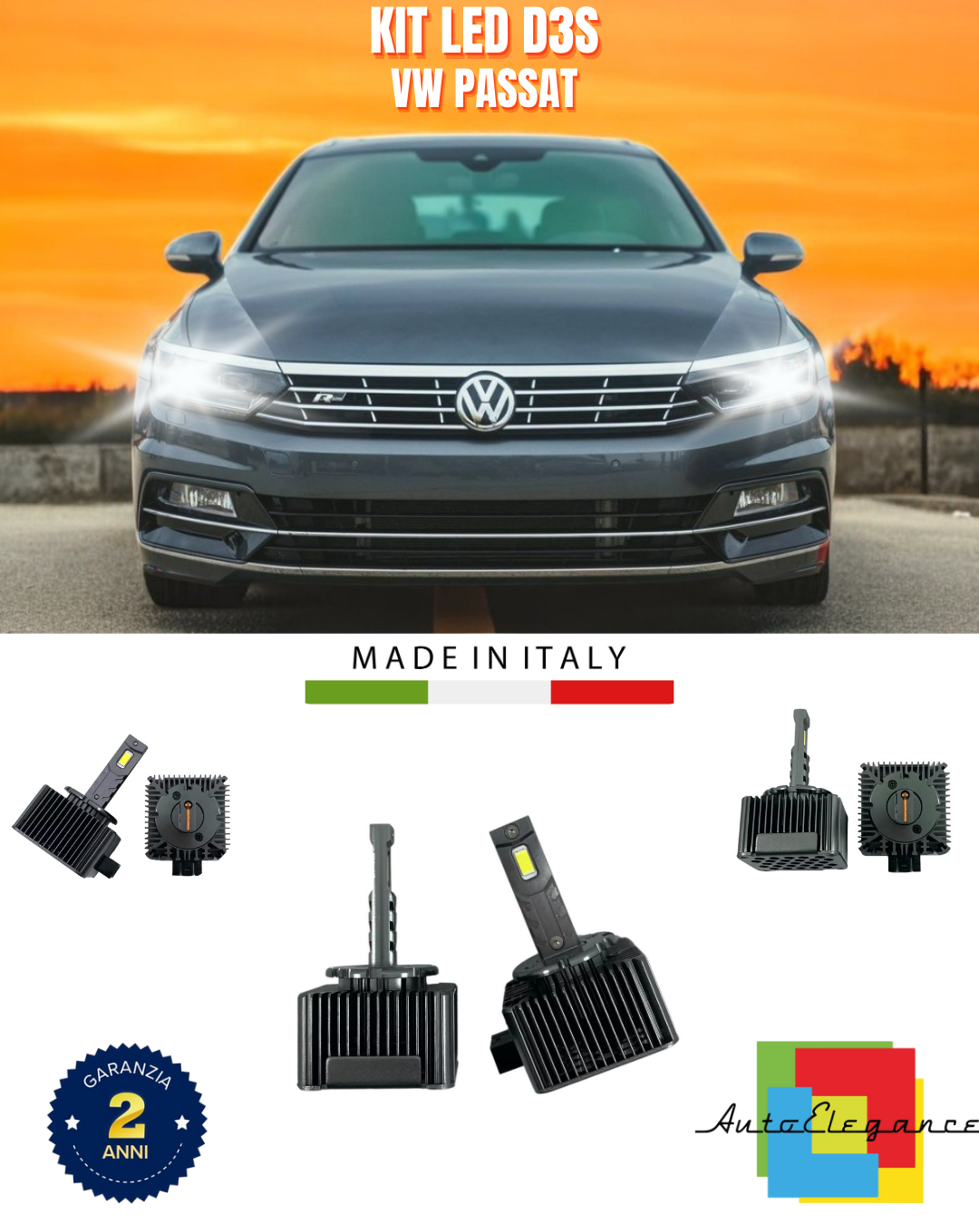 ⭐LAMPADE ANABBAGLIANTI D3S KIT LED 6000K ADATTO PER VW PASSAT⭐