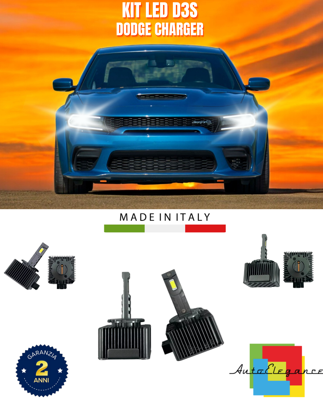 ⭐LAMPADE ANABBAGLIANTI D3S KIT LED 6000K ADATTO PER DODGE CHARGER⭐