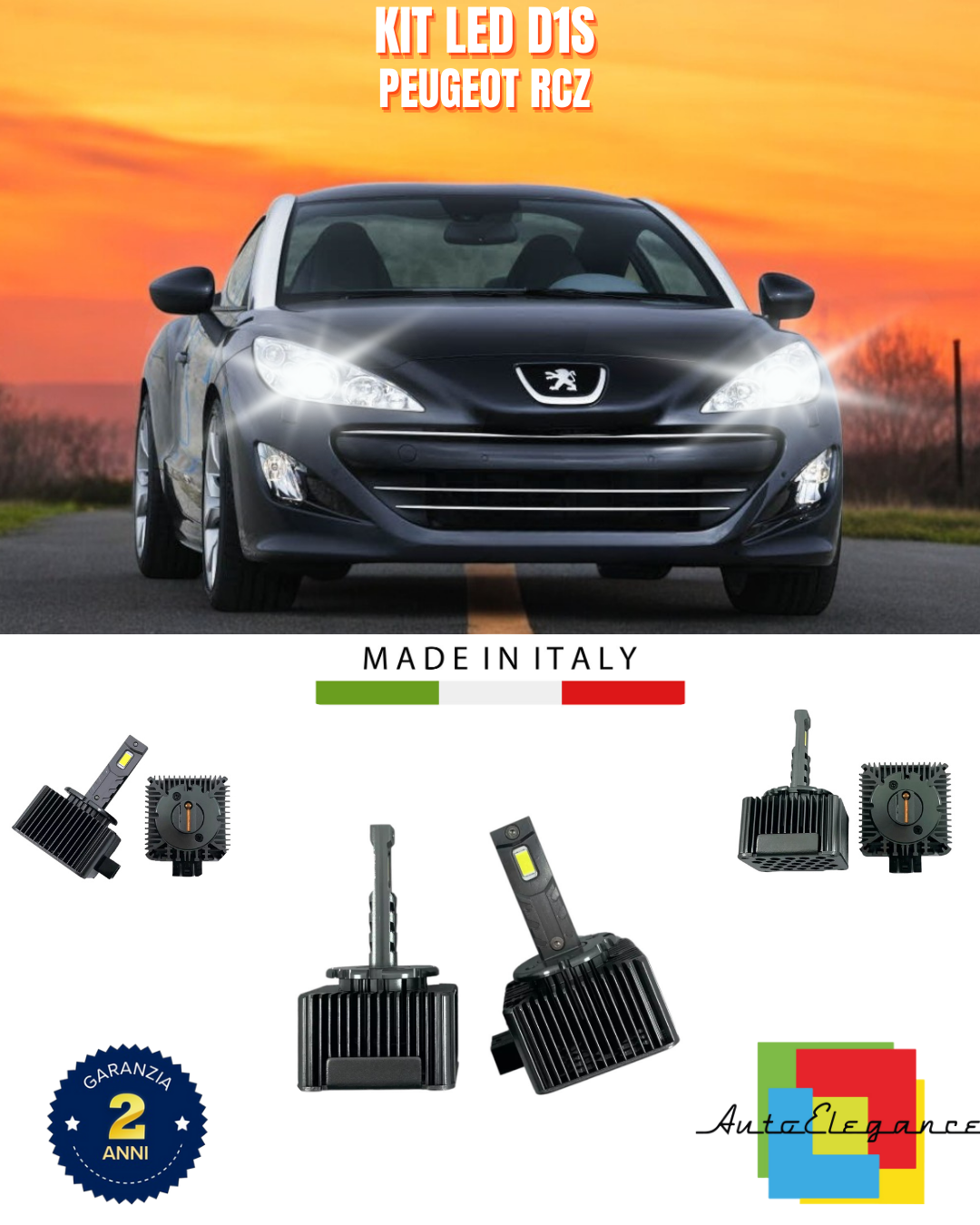 ⭐LAMPADE ANABBAGLIANTI D1S KIT LED 6000K ADATTO PER PEUGEOT RCZ⭐