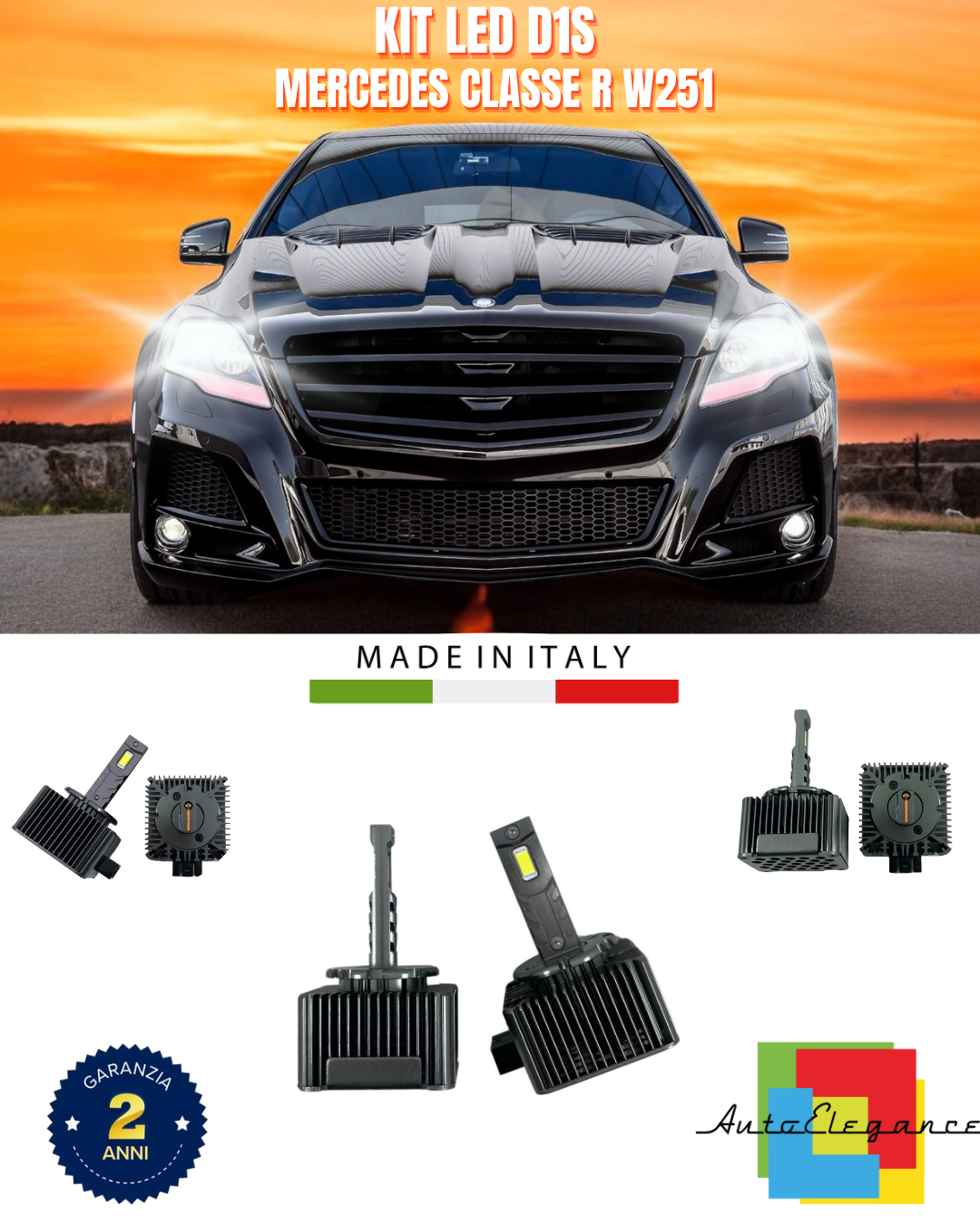 ⭐LAMPADE ANABBAGLIANTI D1S KIT LED 6000K ADATTO PER MERCEDES CLASSE R W251⭐