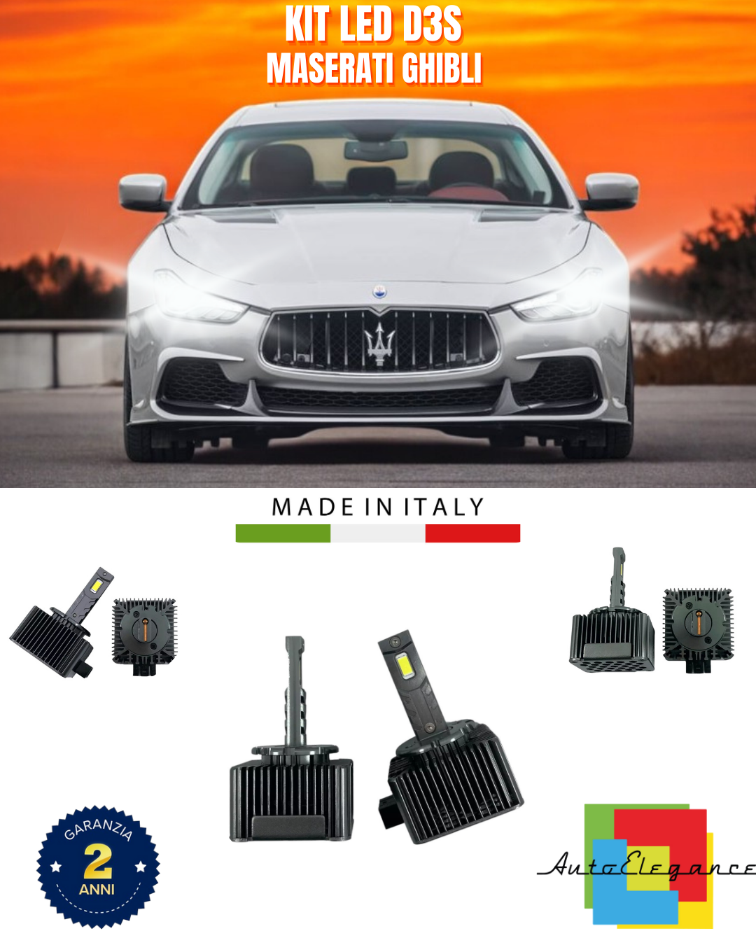 ⭐LAMPADE ANABBAGLIANTI D3S KIT LED 6000K ADATTO PER MASERATI GHIBLI⭐