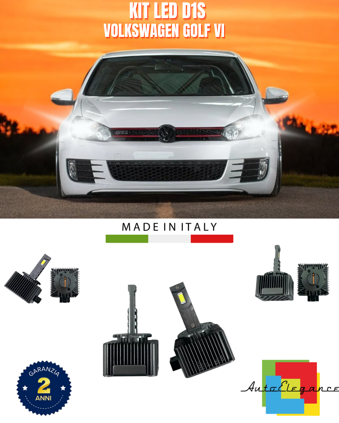 ⭐LAMPADE ANABBAGLIANTI D1S KIT LED 6000K ADATTO PER VOLKSWAGEN GOLF VI⭐
