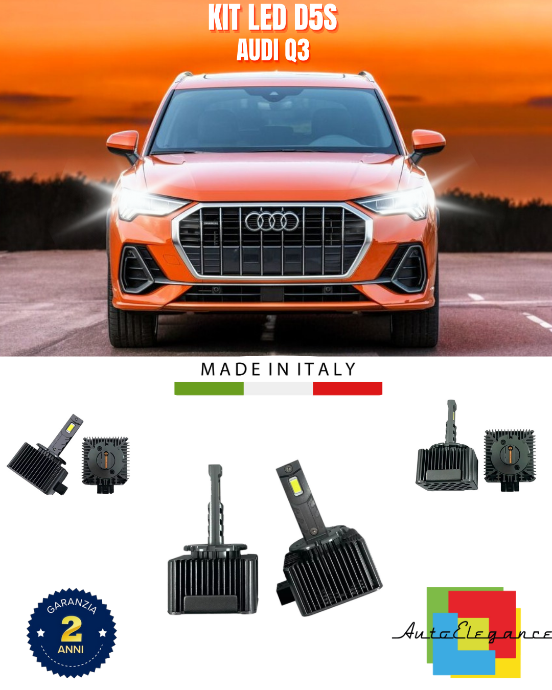 ⭐LAMPADE ANABBAGLIANTI D5S KIT LED 6000K ADATTO PER AUDI Q3⭐