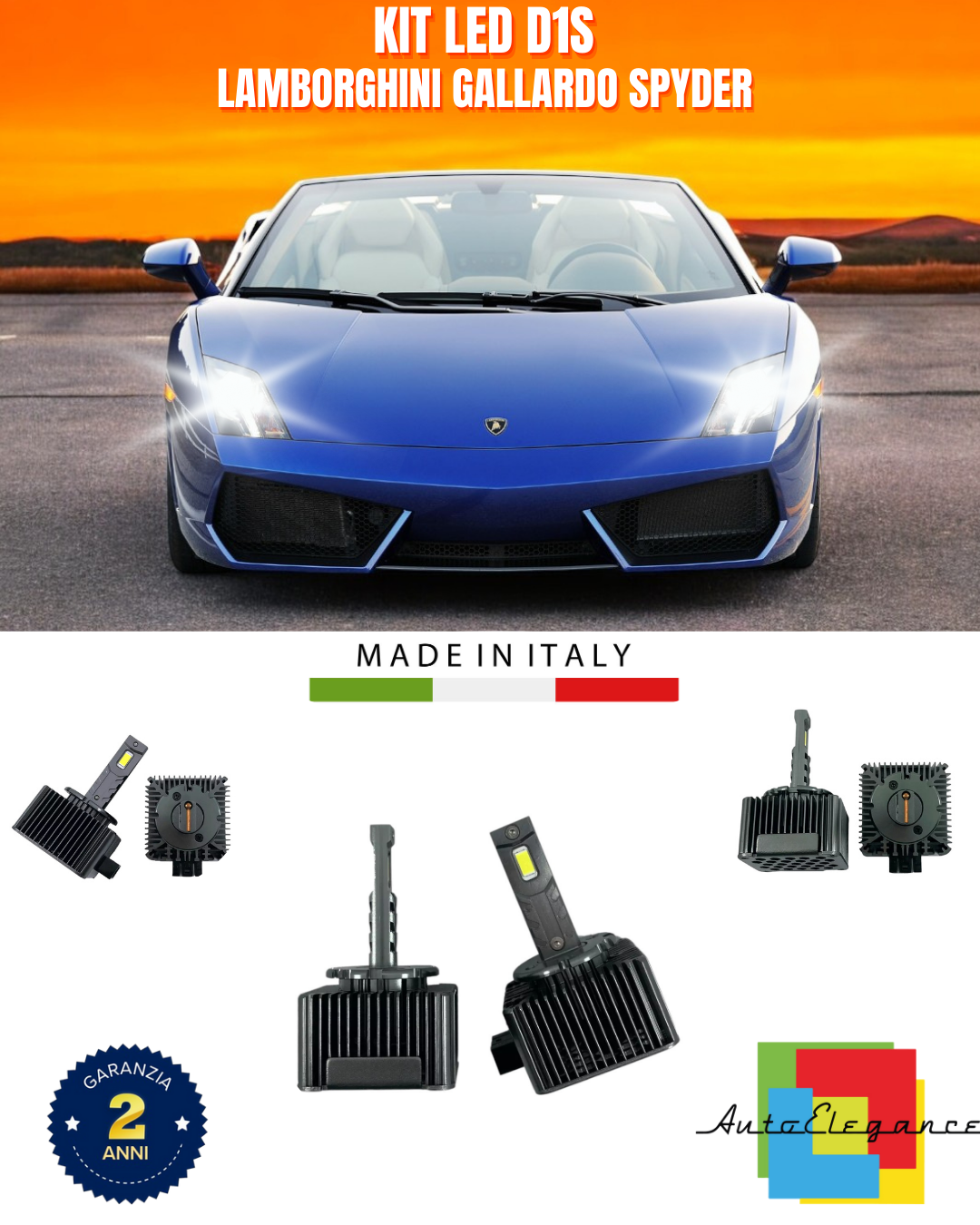 ⭐LAMPADE ANABBAGLIANTI D1S KIT LED 6000K ADATTO PER LAMBORGHINI GALLARDO SPYDER⭐