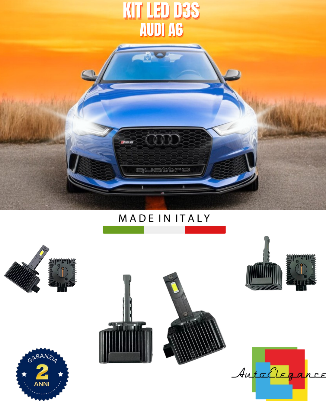 ⭐LAMPADE ANABBAGLIANTI D3S KIT LED 6000K ADATTO PER AUDI A6⭐