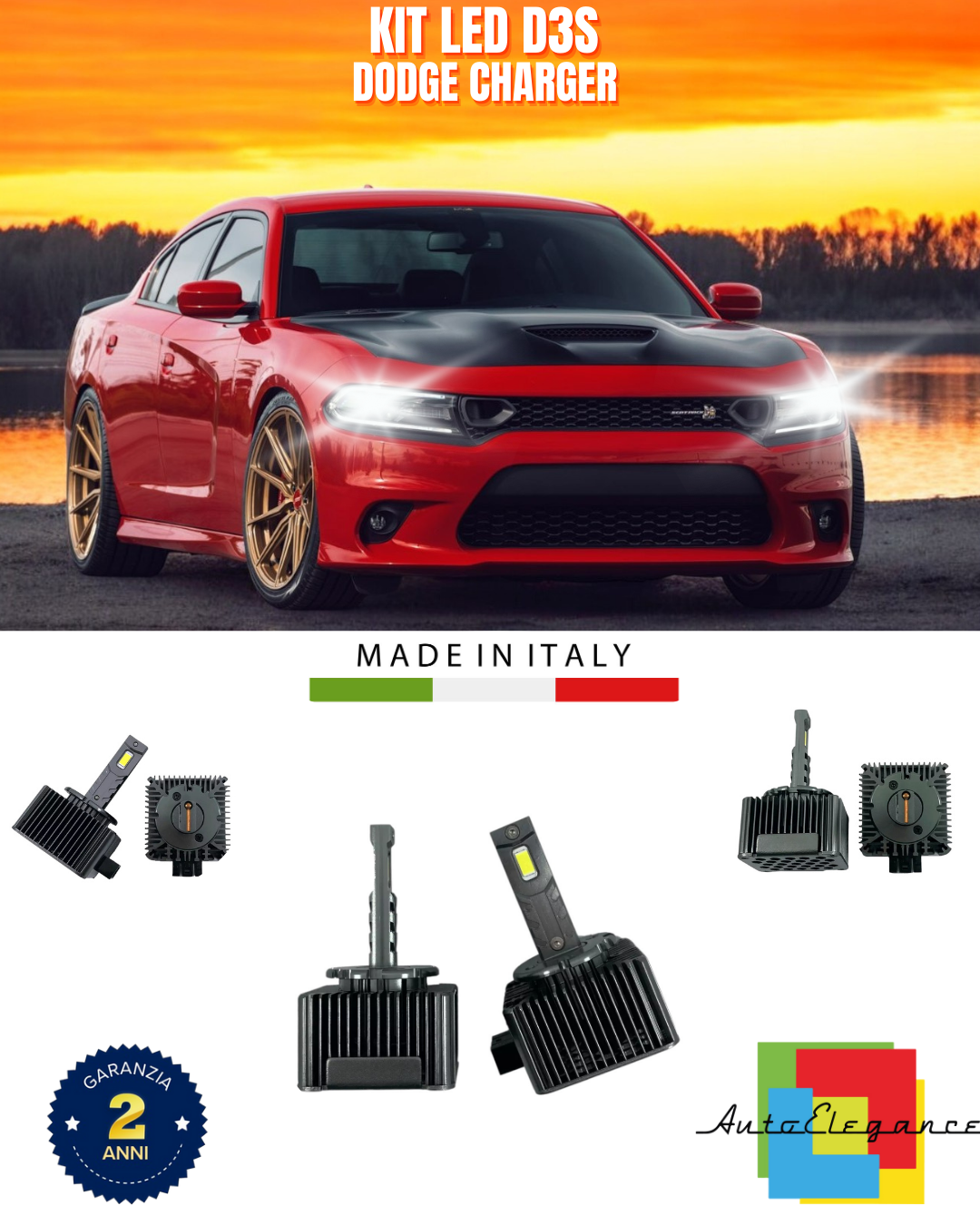 ⭐LAMPADE ANABBAGLIANTI D3S KIT LED 6000K ADATTO PER DODGE CHARGER⭐