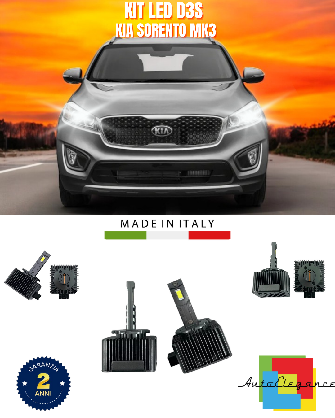 ⭐LAMPADE ANABBAGLIANTI D3S KIT LED 6000K ADATTO PER KIA SORENTO MK3⭐