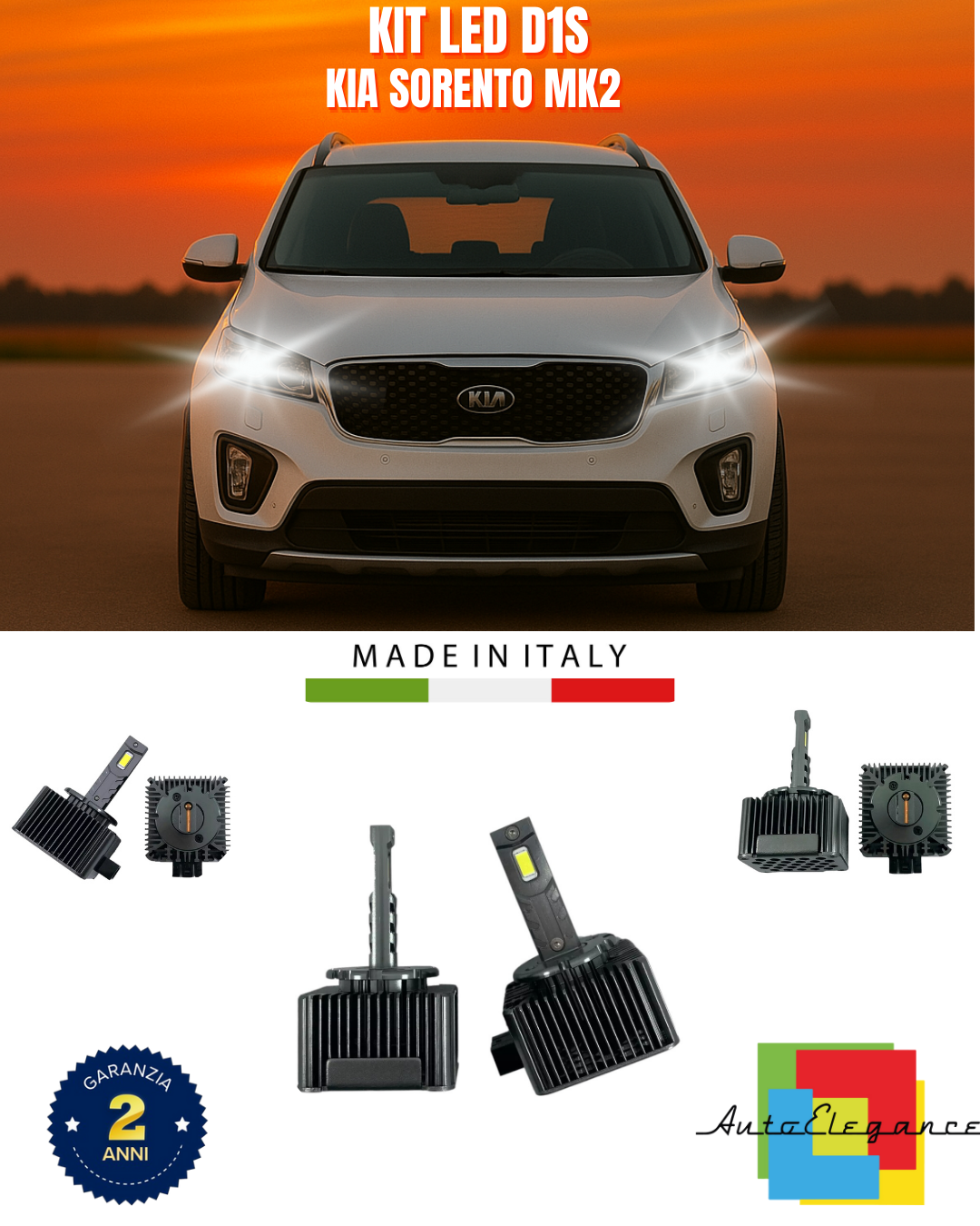 ⭐LAMPADE ANABBAGLIANTI D1S KIT LED 6000K ADATTO PER KIA SORENTO MK2⭐
