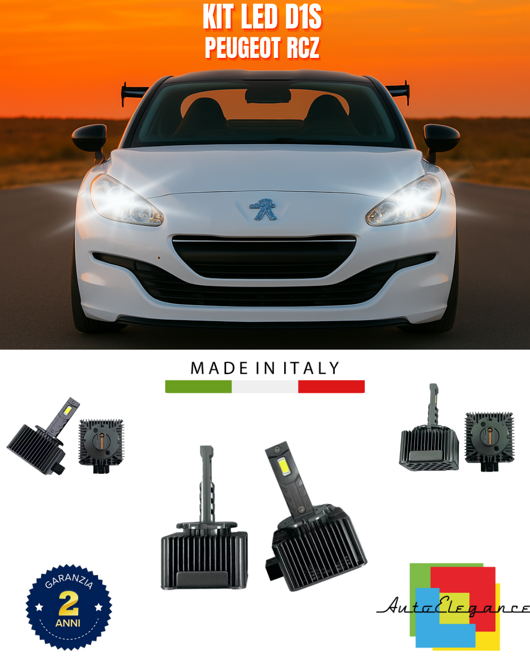 ⭐LAMPADE ANABBAGLIANTI D1S KIT LED 6000K ADATTO PER PEUGEOT RCZ⭐