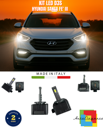 ⭐LAMPADE ANABBAGLIANTI D3S KIT LED 6000K ADATTO PER HYUNDAI SANTA FE' III⭐