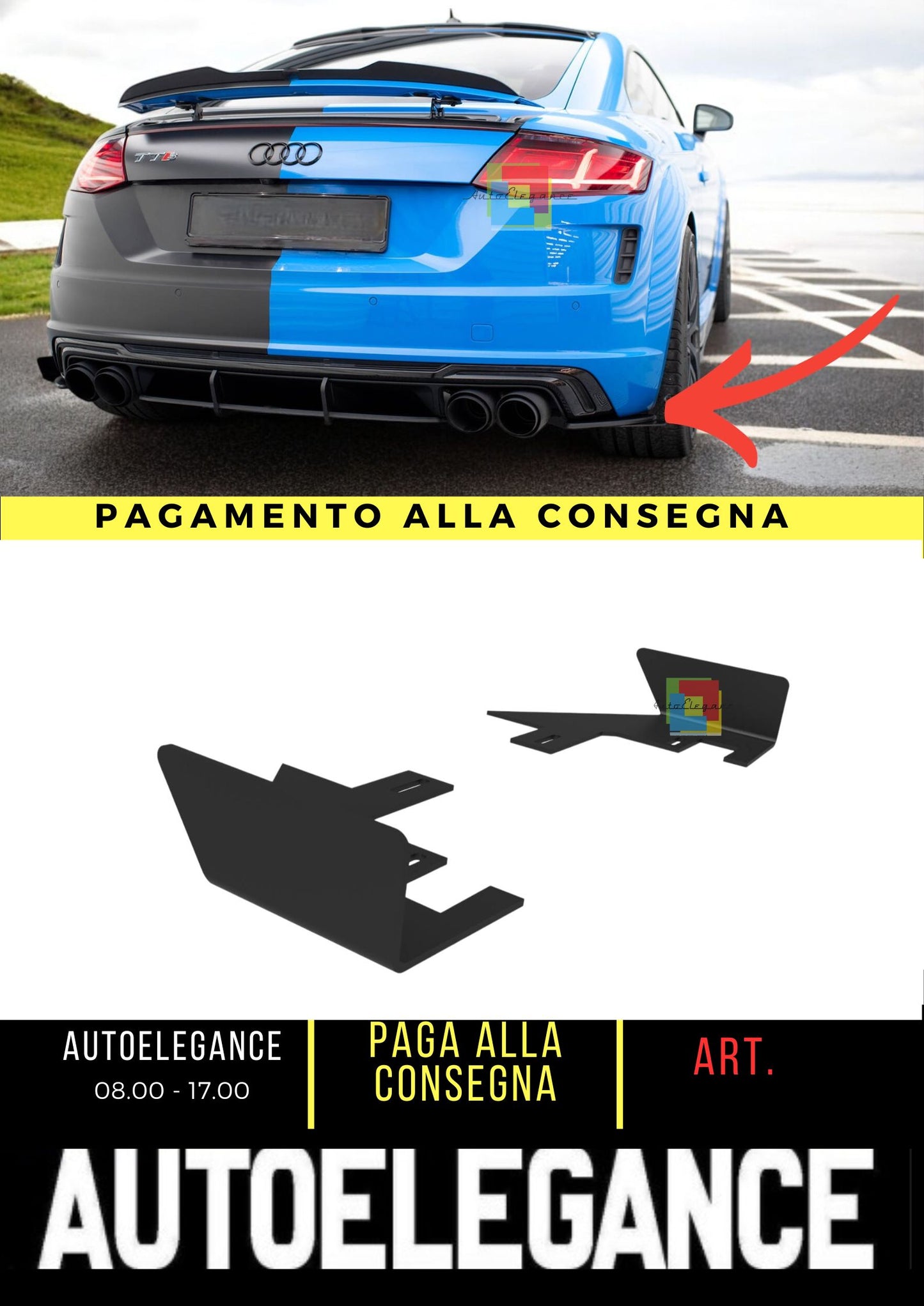 😍Splitter laterali posteriori Street Pro + flap per Audi TT S 8S Facelift😍