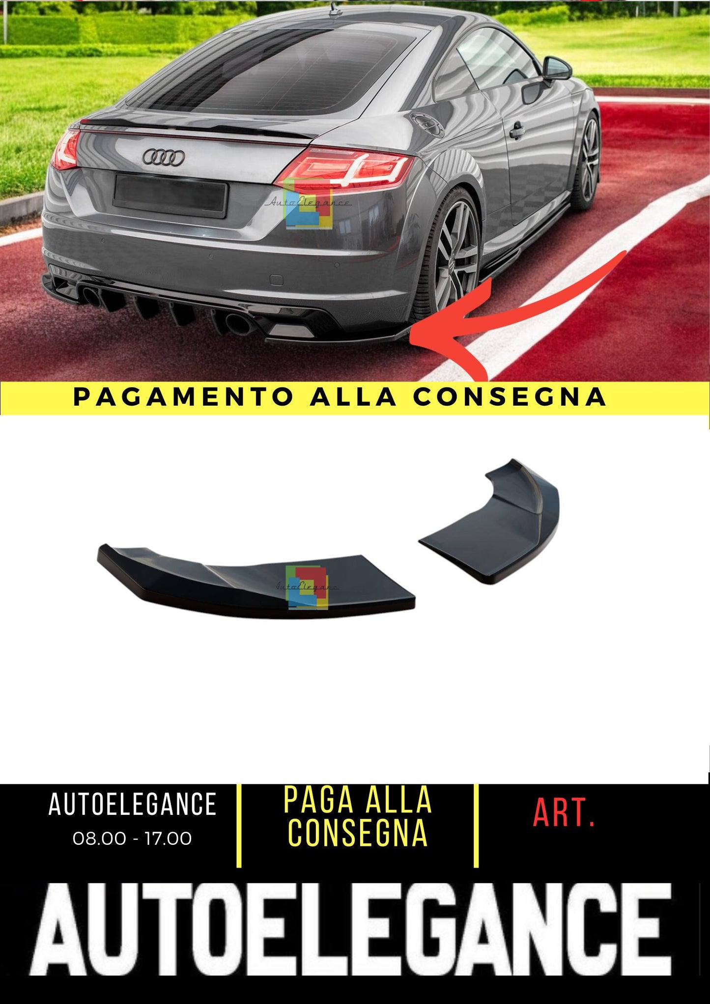 💥Splitter laterali posteriori V.2 Adatto Per Audi TT S-Line 8S💥