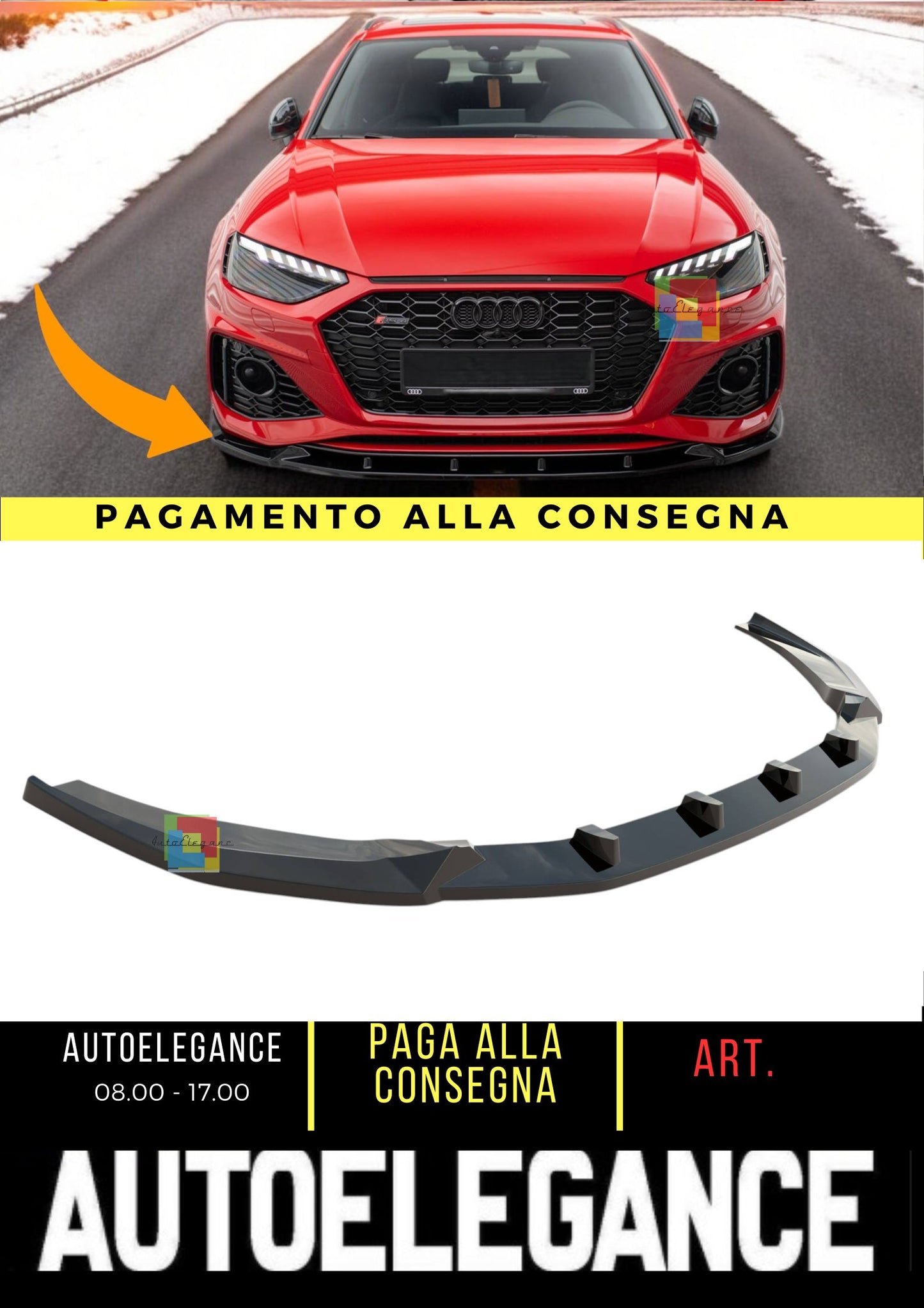 😍Splitter anteriore V.2 ADatto Per Audi RS4 B9 Facelift😍