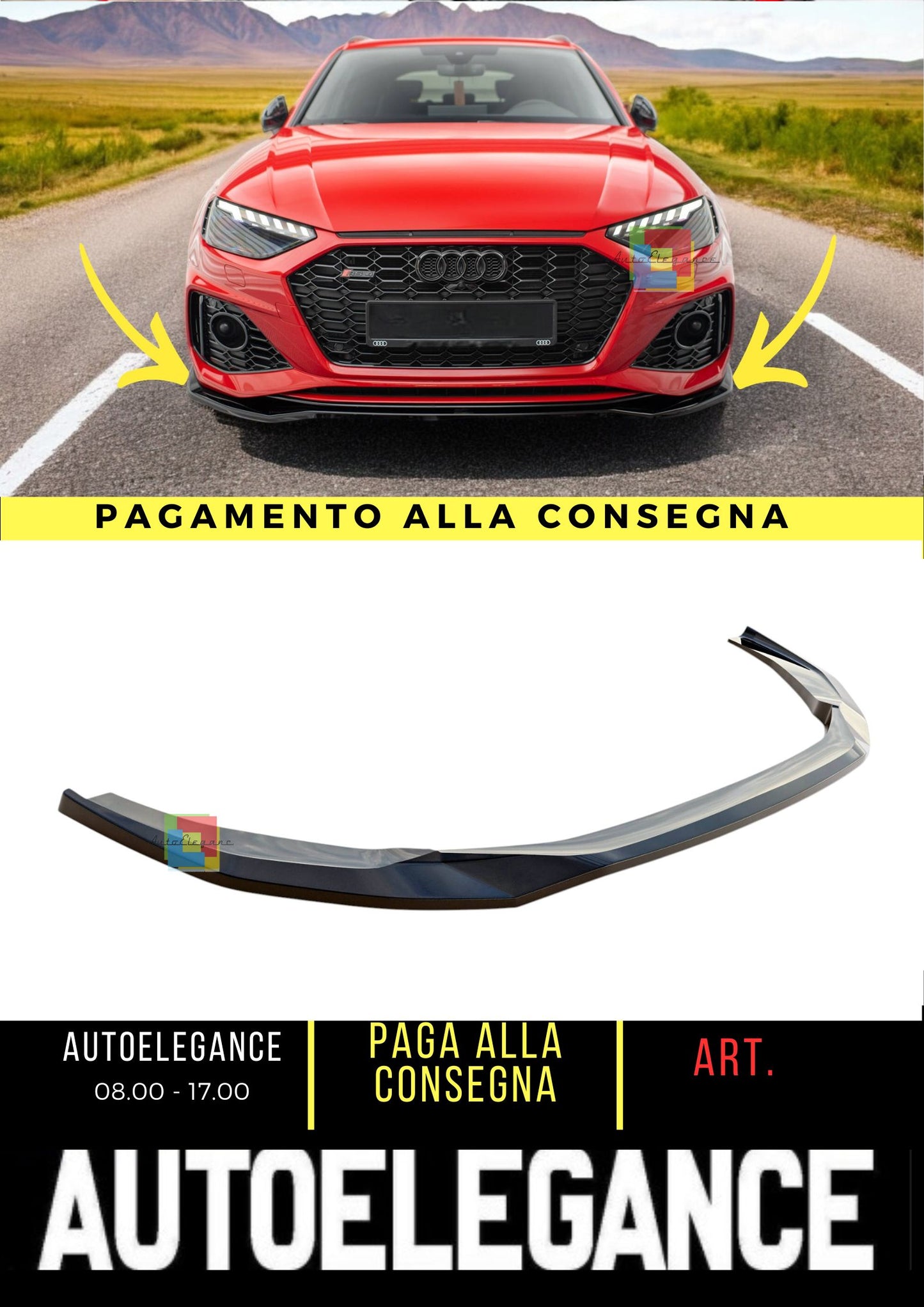 😍Splitter anteriore V.1 ADatto Per Audi RS4 B9 Facelift😍