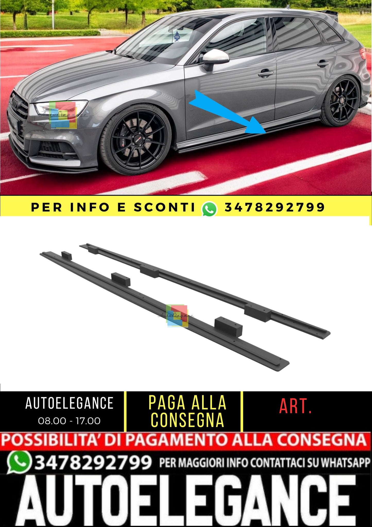 ⭐️Street Pro Side Skirts Suitable For Audi S3/A3 S-Line Sportback 8V⭐️