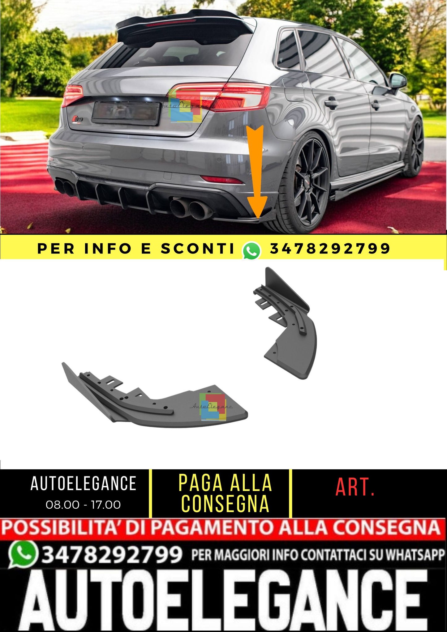 ⭐️Street Pro Rear Splitter+flap Suitable For Audi S3 Sportback 8V ⭐️