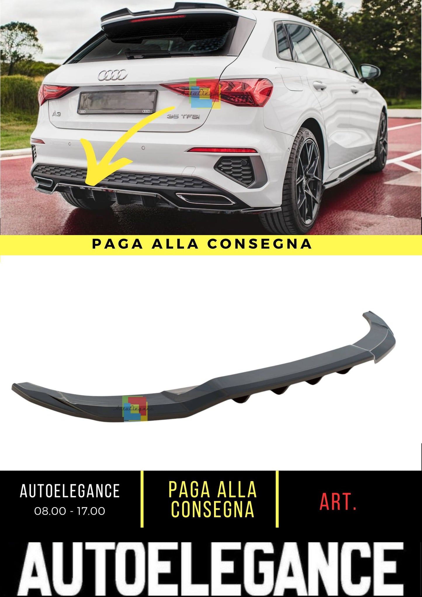 🤩Splitter Posteriore Adatto Per Audi A3 S-Line Sportback 8Y🤩