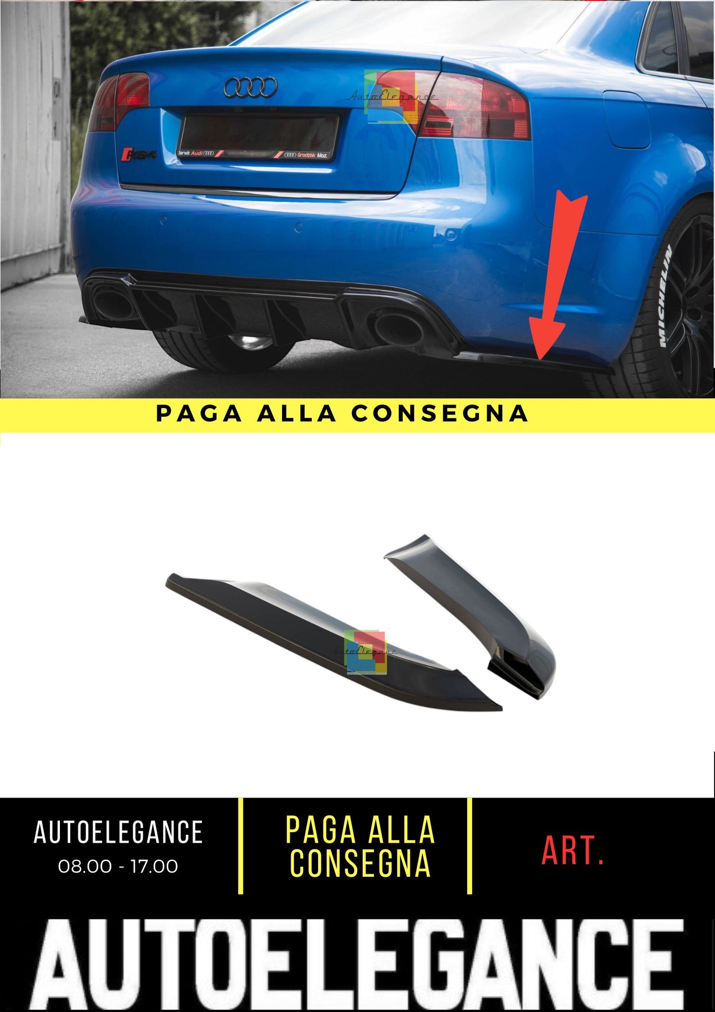 🔥Rear Side Splitters V.2 Suitable For Audi RS4 Sedan B7🔥