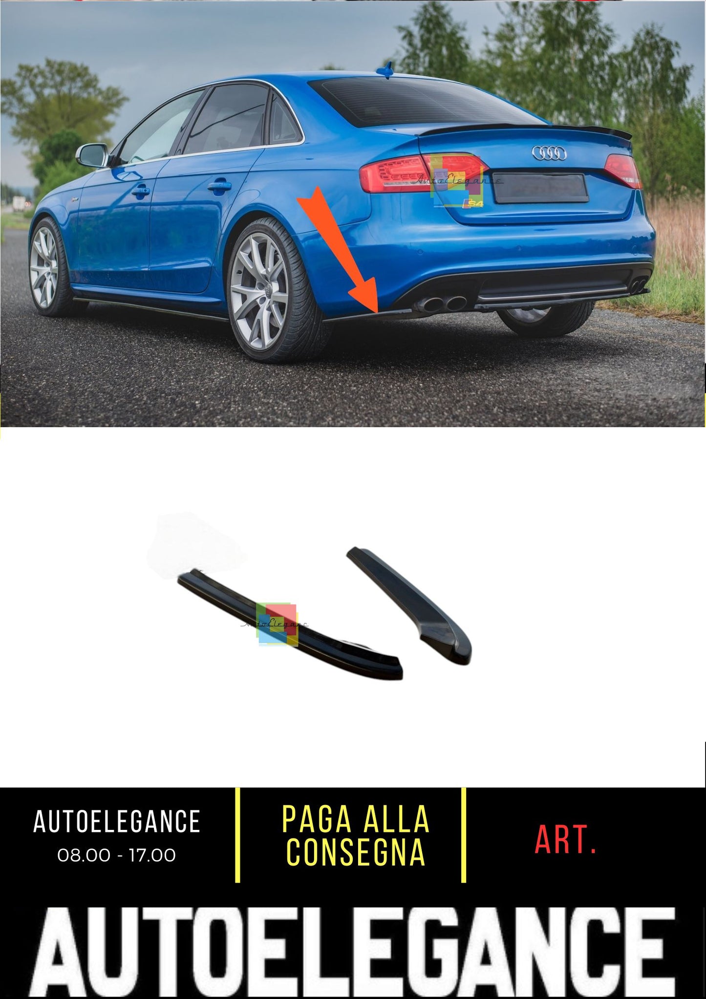 🔥Splitter Laterali Posteriori Adatto Per Audi S4 / A4 S-Line B8 Berlina🔥
