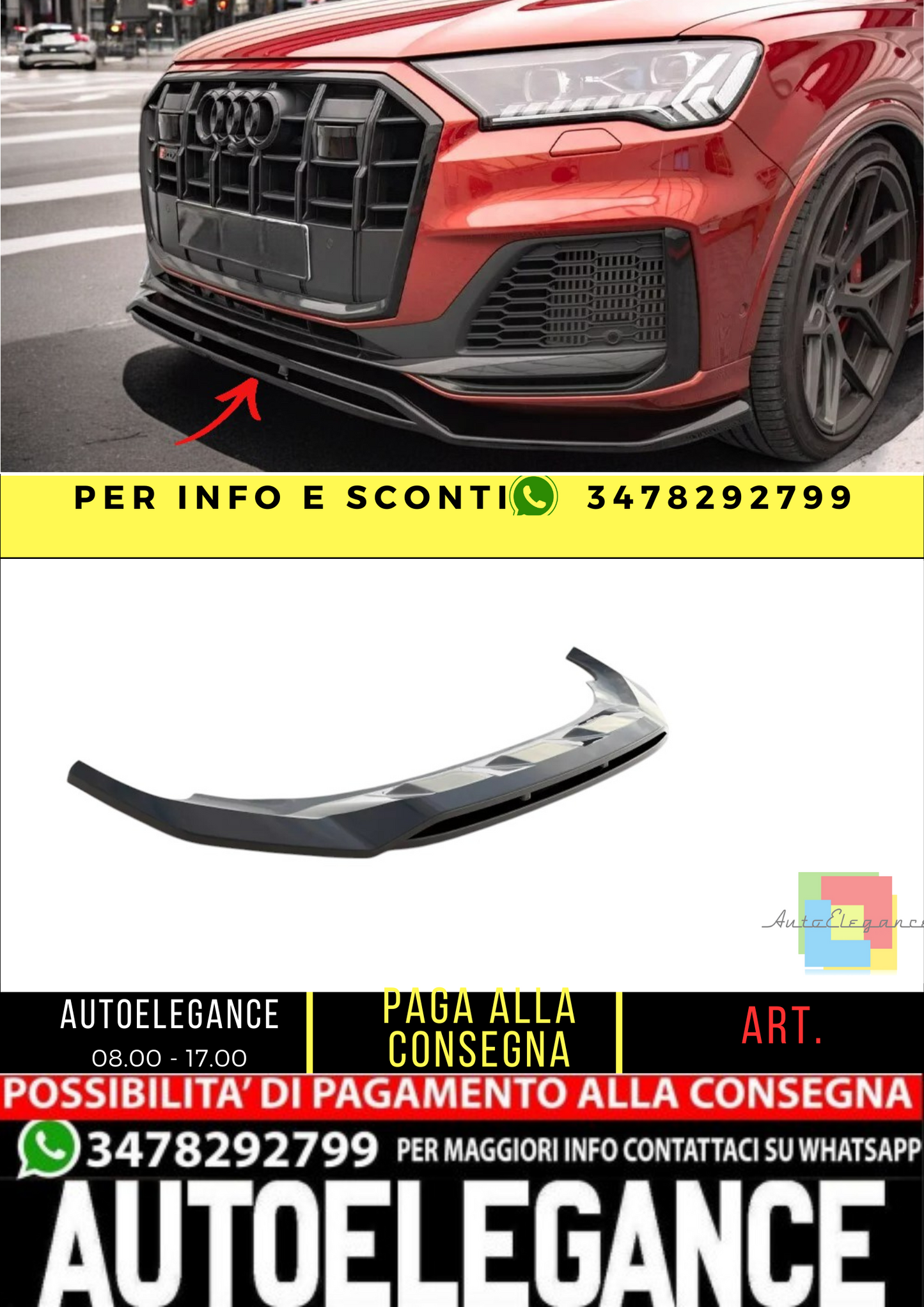 ✨Splitter  Anteriore ADATTO Per Audi SQ7/Q7 S-Line Mk2 (4M) 2019+✨