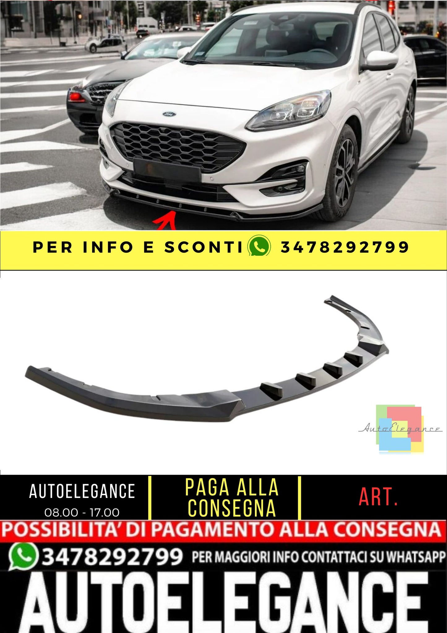 ✨Splitter ADATTO PER Ford Kuga ST-Line MK3 2019+✨