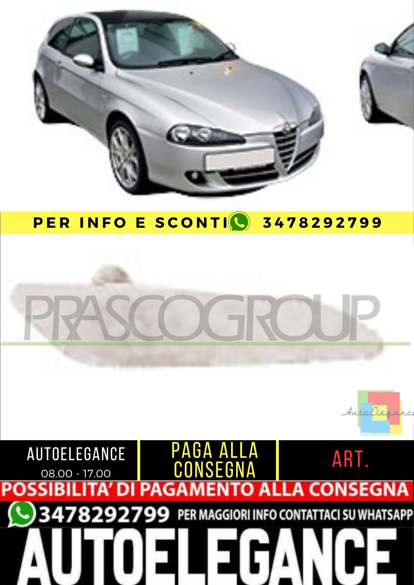 🔥AA0804041 FANALE LATERALE DESTRO-BIANCO PER ALFA ROMEO 147 2004-2010🔥