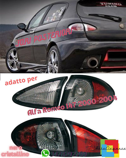 COPPIA FARI  per ✨Alfa Romeo 147 2000-2004 H1 H7 NERO cristallino✨