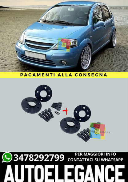 ⭐KIT 4 DISTANZIALI 16+20mm NERO ADATTO PER CITROEN C3 I dal 2002 al 2009⭐