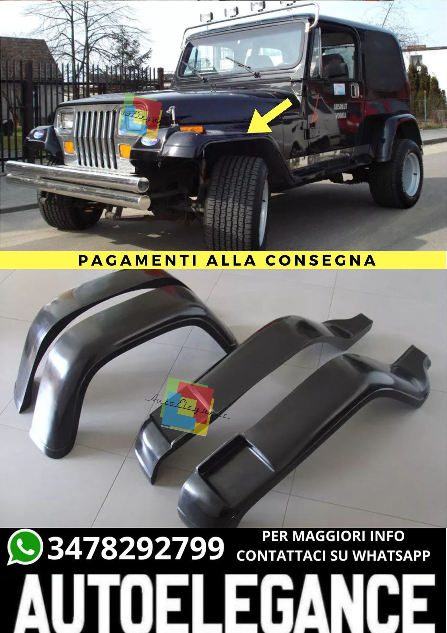 ❤️‍🔥KIT 4 PARAFANGHI ADATTO PER JEEP WRANGLER YJ ( 1987 - 1996 )❤️‍🔥