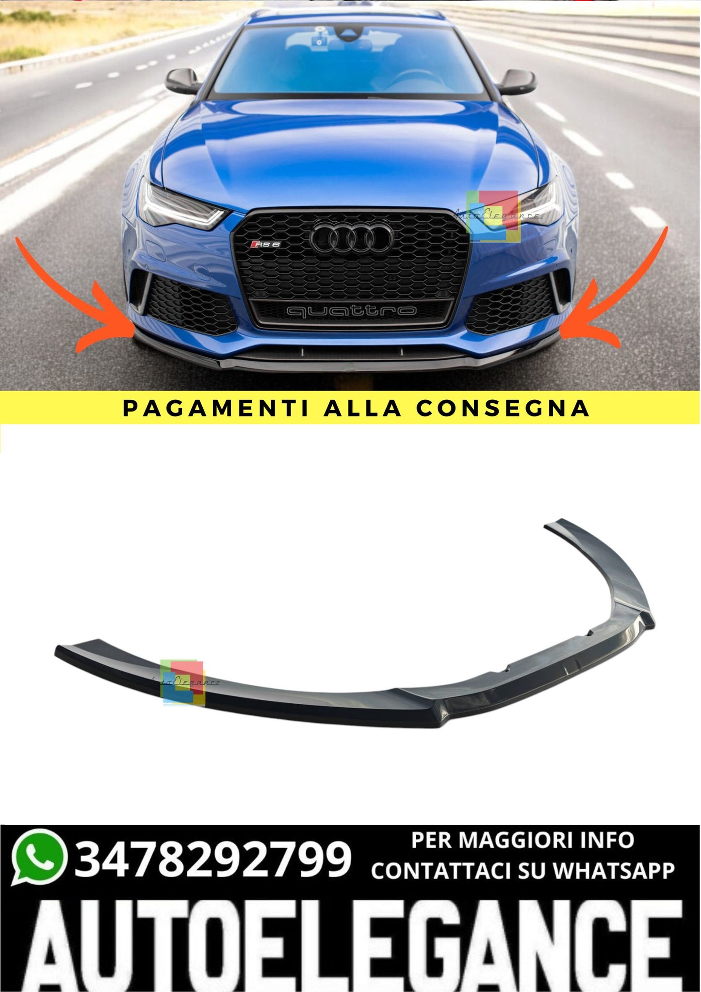 🔥Splitter Anteriore V.2 Adatto Per Audi RS6 Cs6 / Cs6 FL🔥