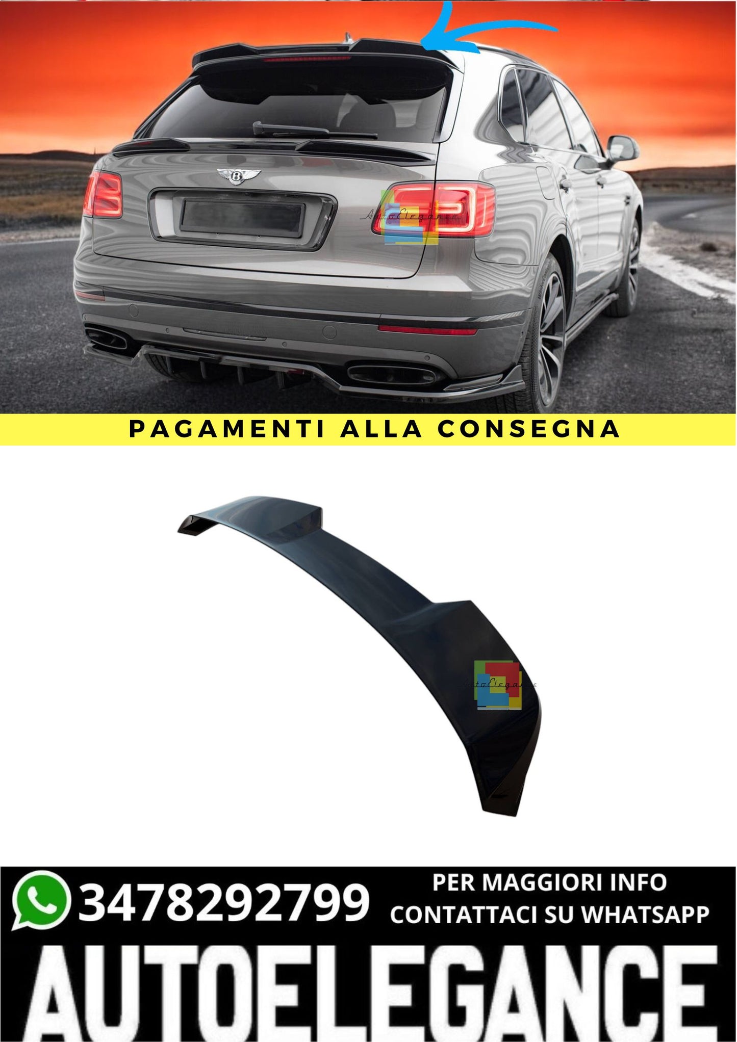 🔥Tappo Spoiler Superiore 3D Adatto Per Bentley Bentayga Mk1🔥