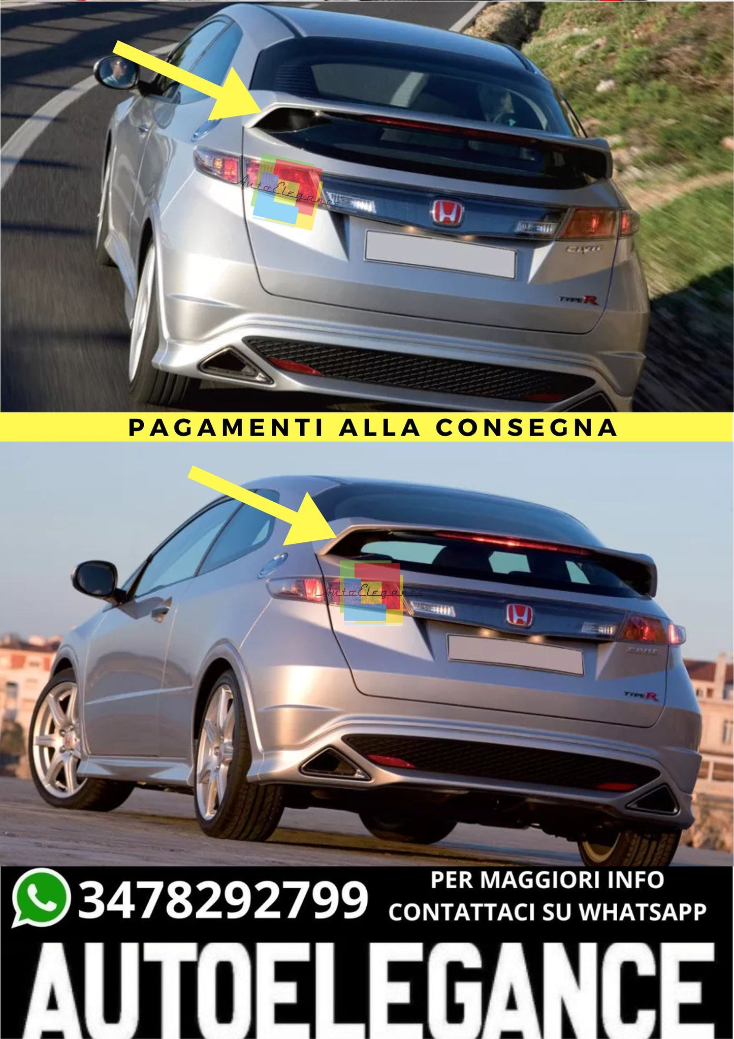 ❤️‍🔥Diffusore ADATTO PER HONDA CIVIC TYPE R ( 2006 - 2011 )❤️‍🔥