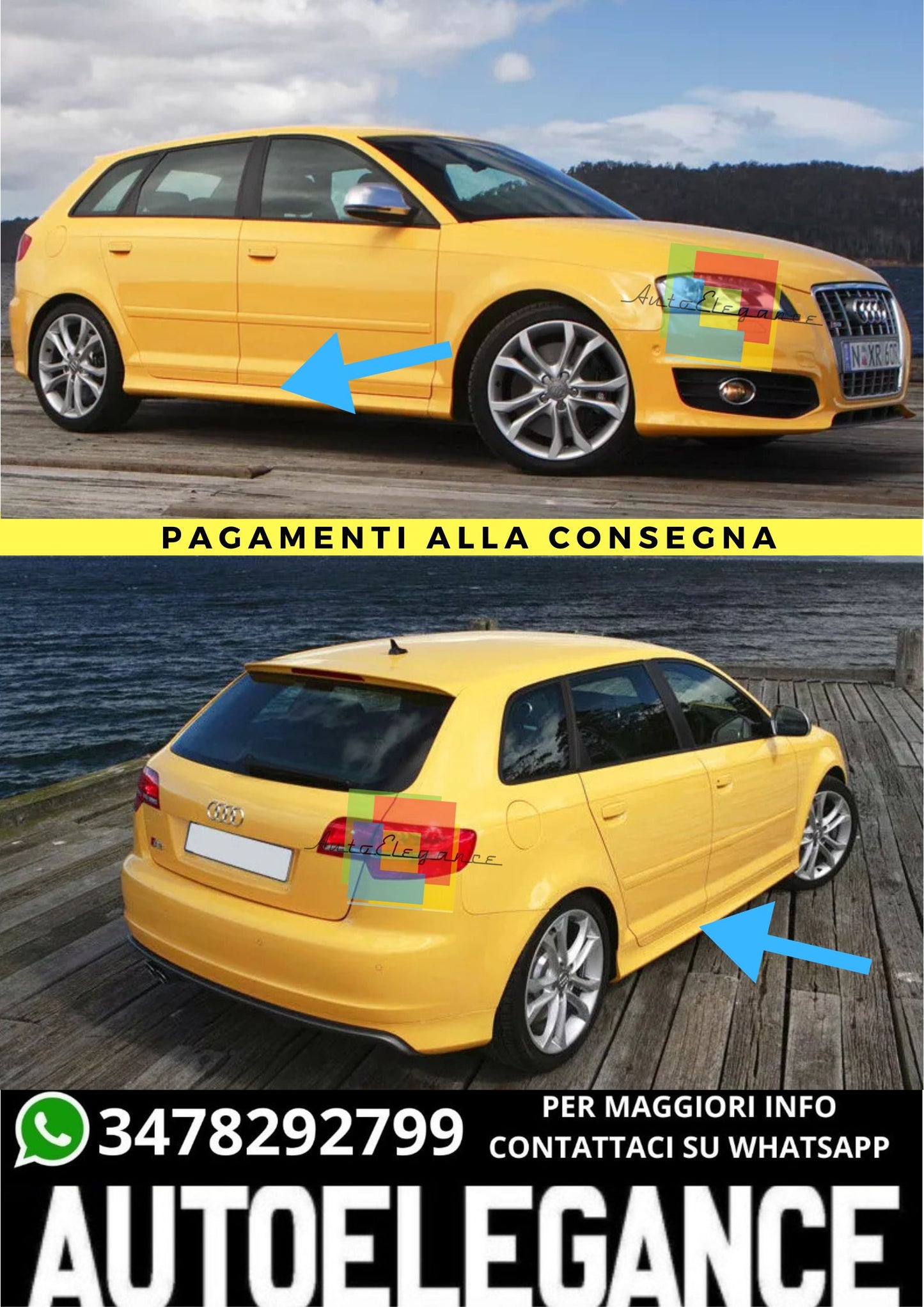 🔥MINIGONNE LATERALI ADATTO PER  AUDI A3 8P SPORTBACK 🔥
