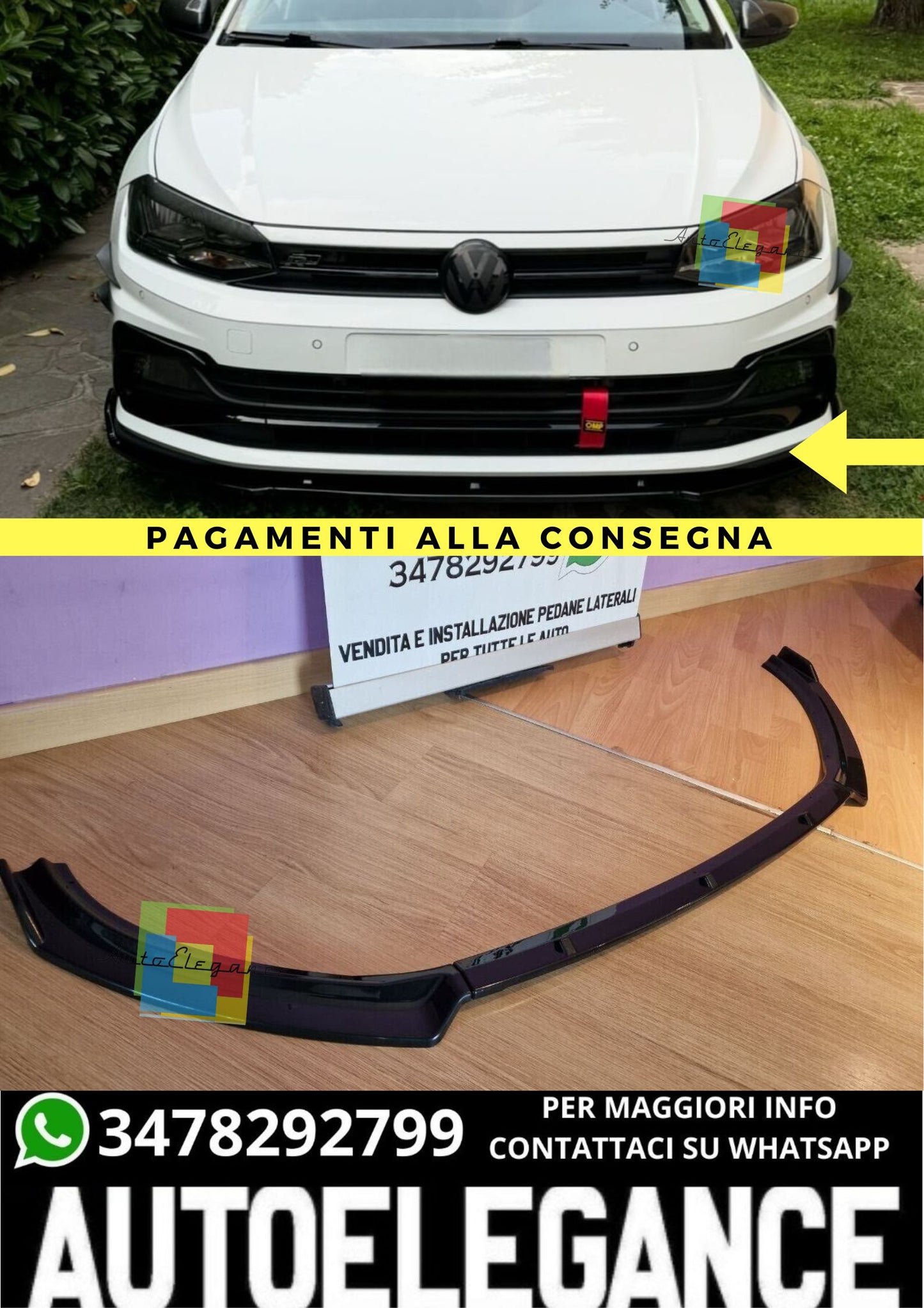 ⭐VW POLO SPLITTER AW1 2017+ LOOK STANDARD EVO NERO LUCIDO⭐
