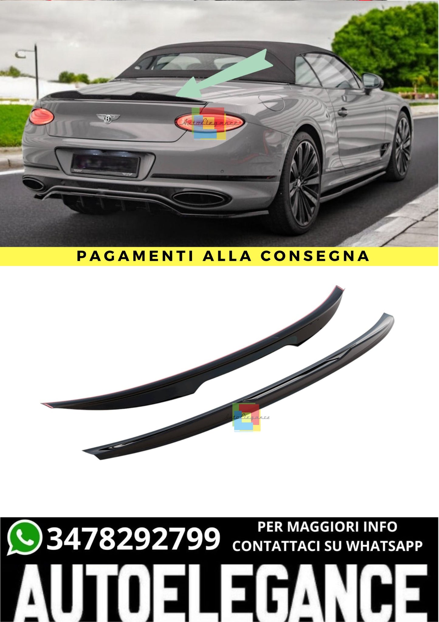 🔥Tappo Spoiler 3D Adatto Per Bentley Continental Convertible GT Mk3🔥