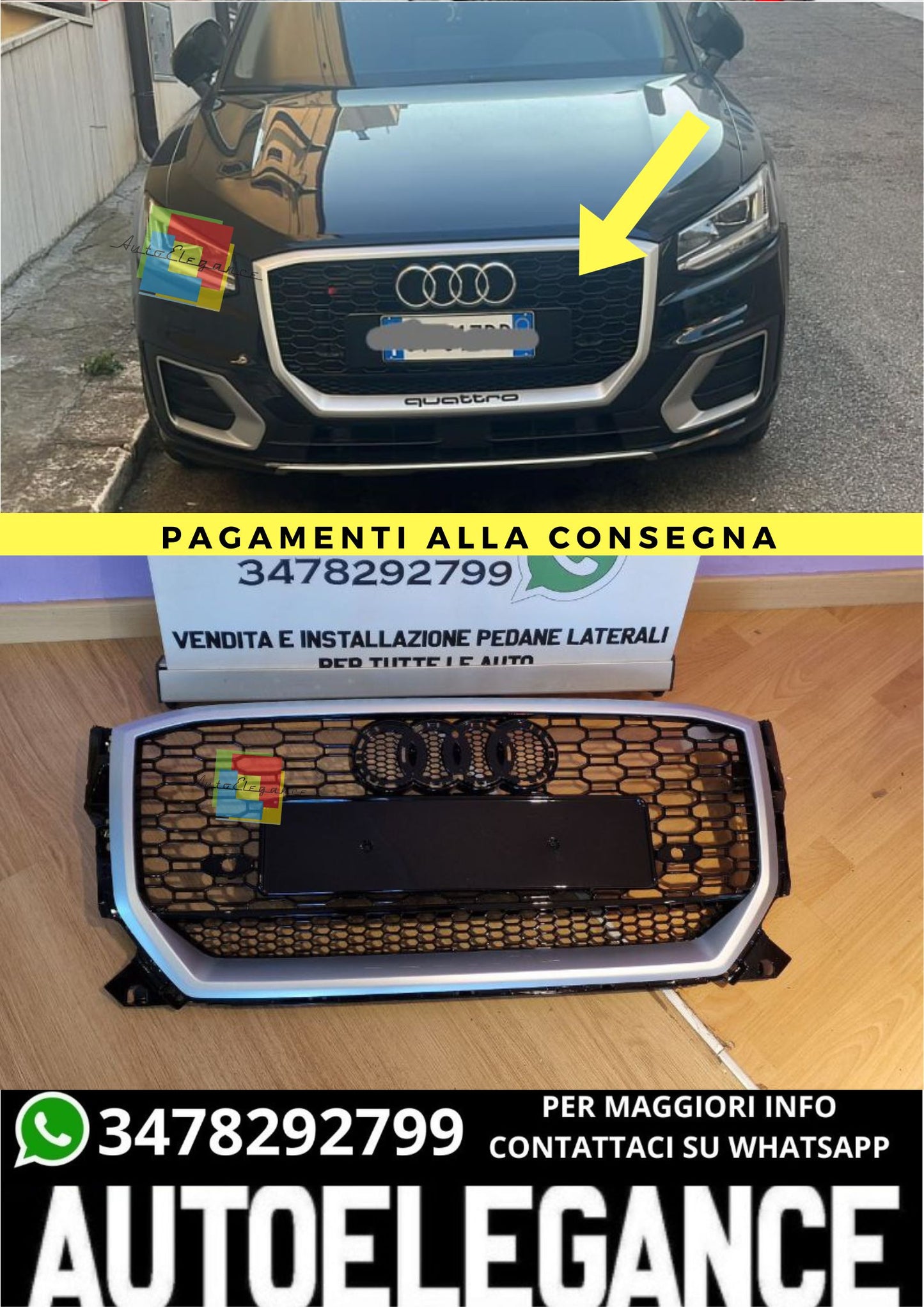 ❤️‍🔥GRIGLIA Q2 2016-2020 LOOK RSQ2 QUATTRO NERA PROFILO SATINATO❤️‍🔥