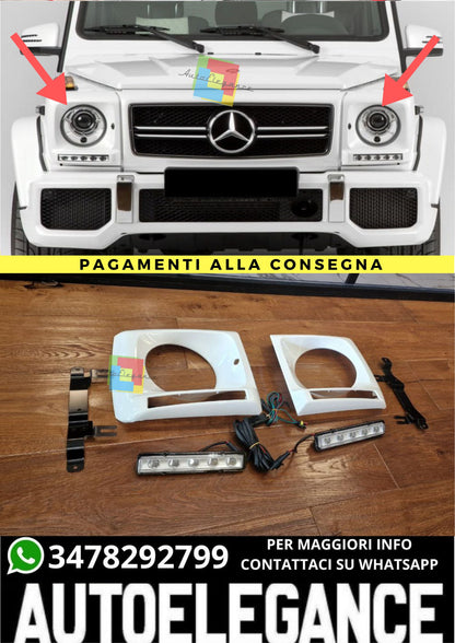 ART. 0693🔥 COPRI FARI CLASSE G W463 1989-2012 CON LUCI DIURNE LED DRL🔥
