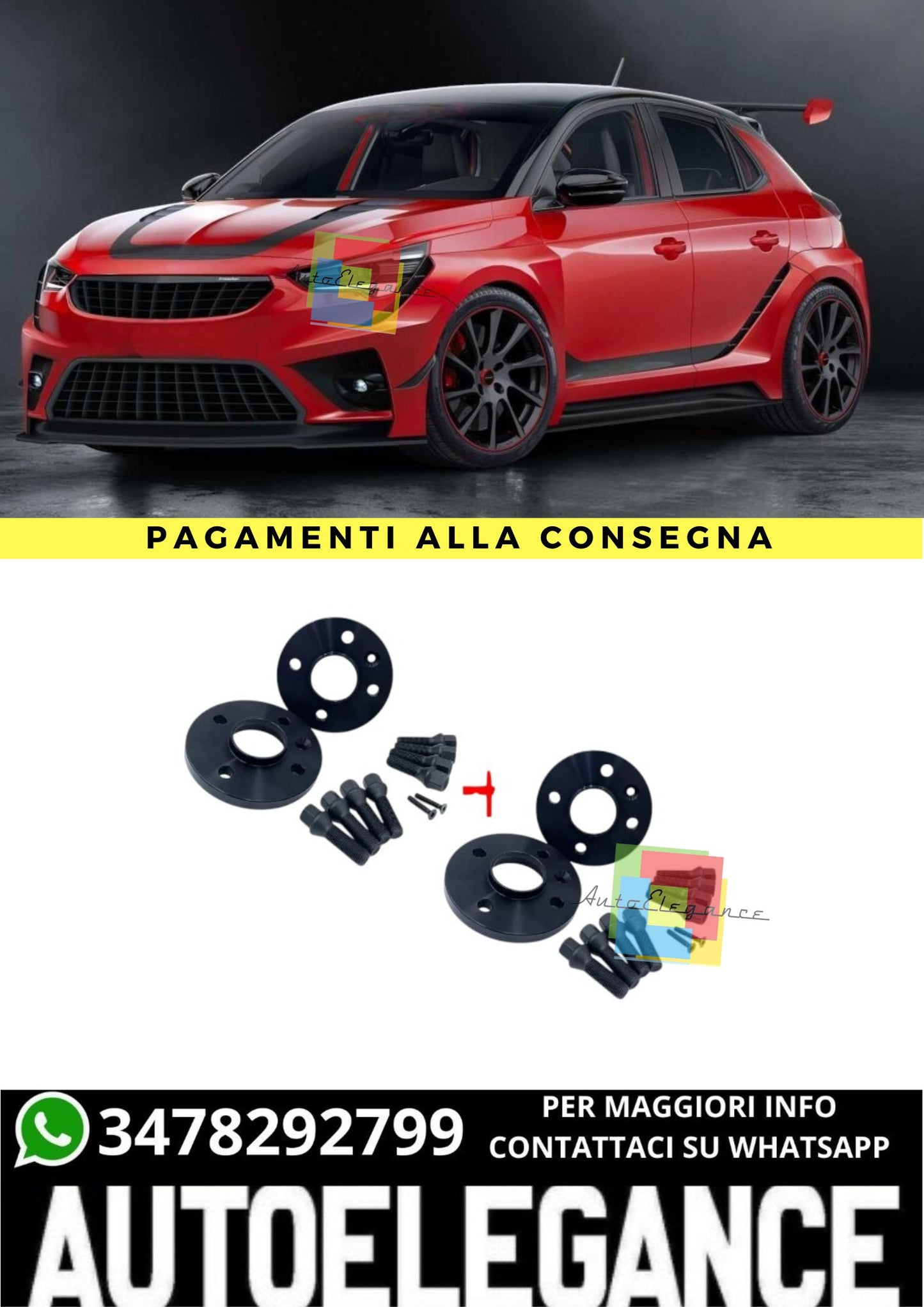 ⭐KIT 4 DISTANZIALI 16+20mm NERO ADATTO PER OPEL CORSA F dal 2020 4 fori⭐