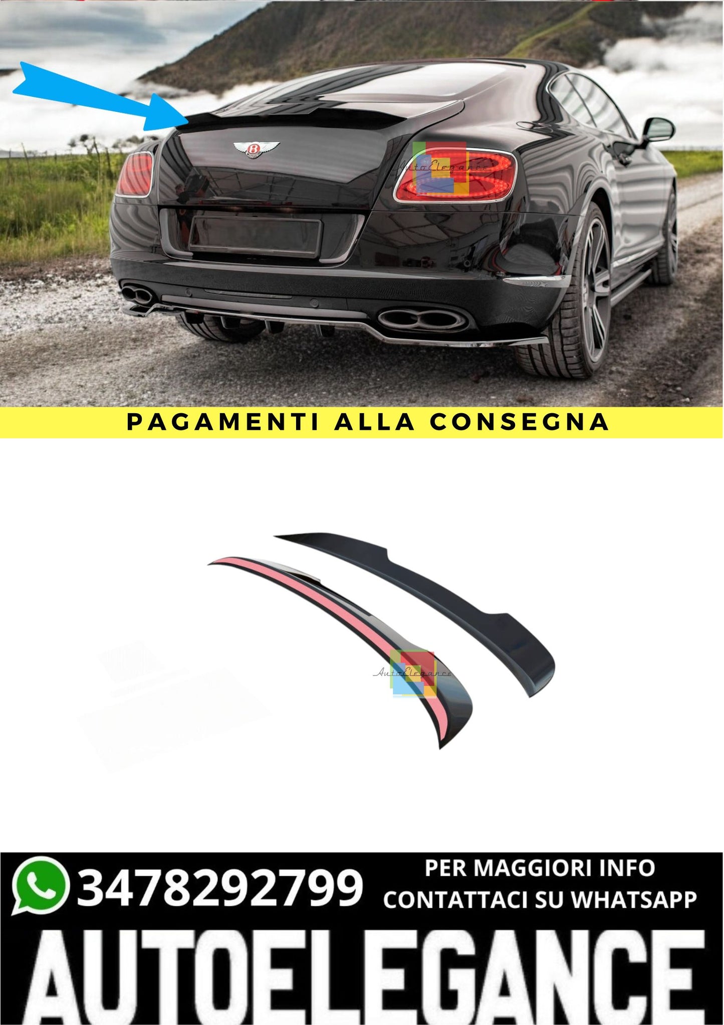🔥Tappo Spoiler Adatto Per Bentley Continental GT V8 S Mk2🔥